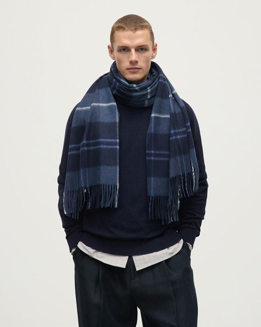 Johnstons Blue Fife Modern Tartan Cashmere Stole