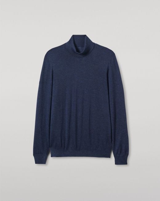 Johnstons Blue Fin Cashmere Roll Neck Jumper for men