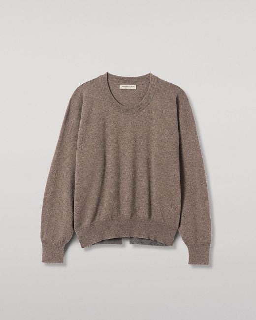 Johnstons White Jessie Back Split Colour Block Cashmere Jumper