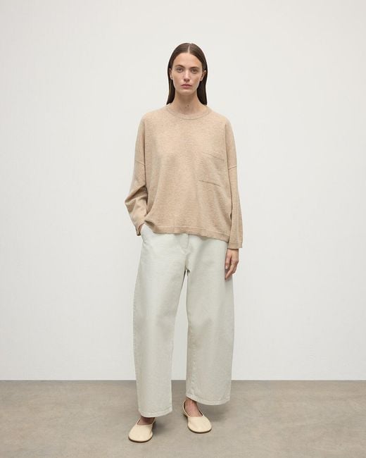 Johnstons White Gauzy Pocket Cashmere Jumper