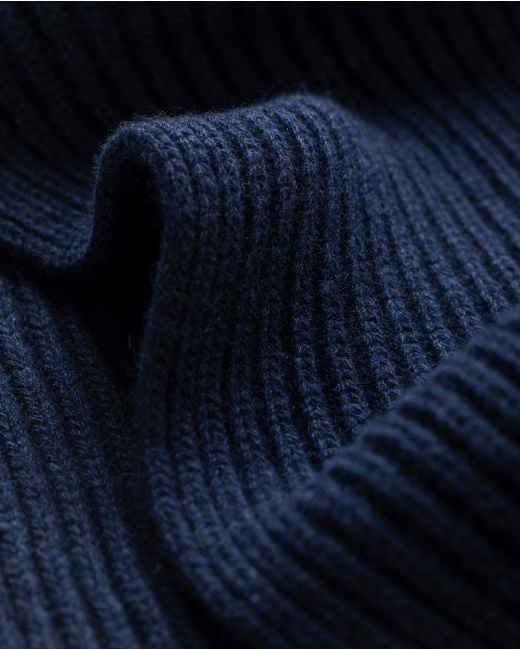 Johnstons Blue Lovat Ribbed Cashmere Scarf