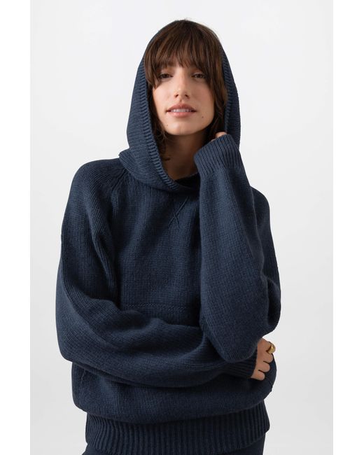 Johnstons Blue Oversized Cashmere Hoodie