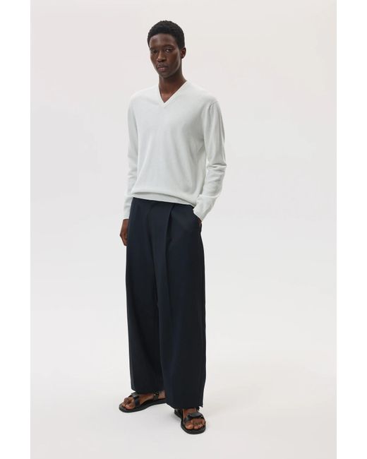 Johnstons White Cashmere V Neck Jumper for men