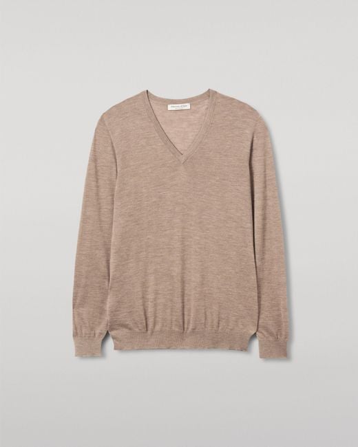 Johnstons Natural Fin Light V Neck Superfine Cashmere Jumper for men