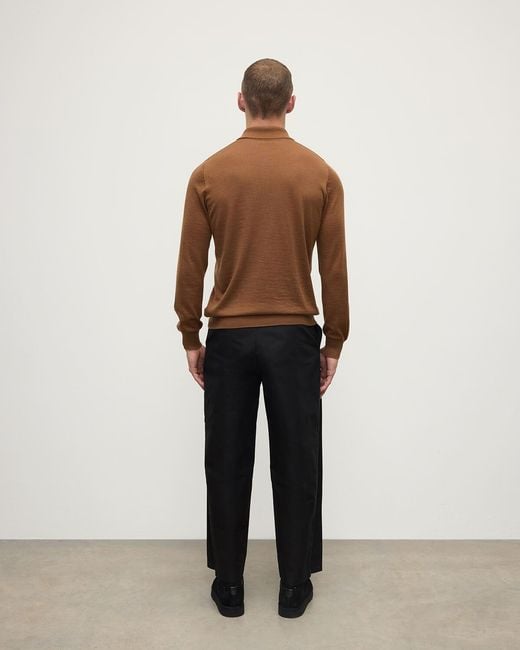 Johnstons Natural Dark Camel Superfine Cashmere Polo Shirt for men