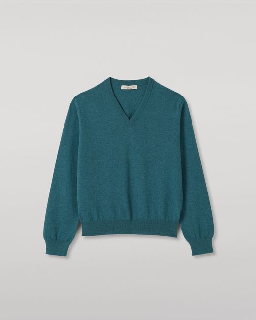 Johnstons Blue Lunan Classic Cashmere V Neck Jumper