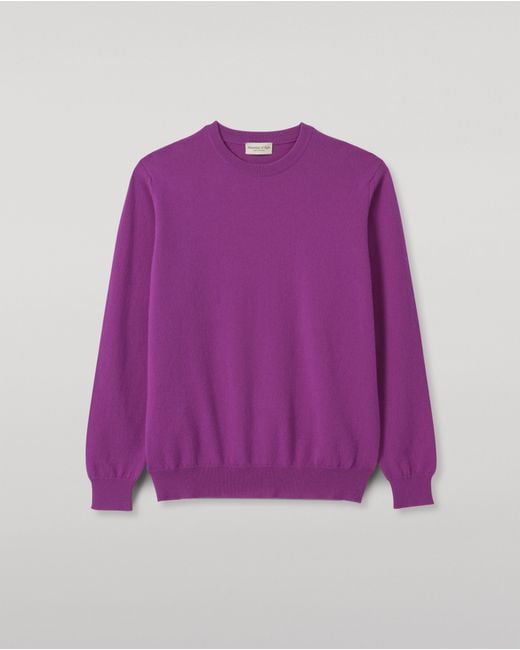 Johnstons Purple Reuben Cashmere Crew Jumper for men