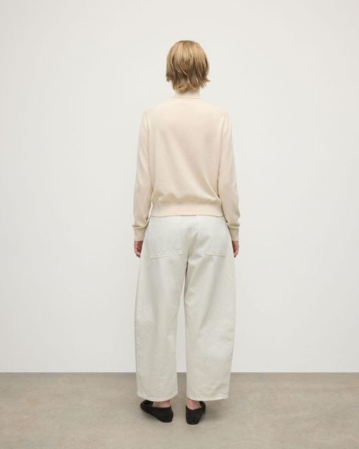 Johnstons White Classic Cashmere Roll Neck Jumper