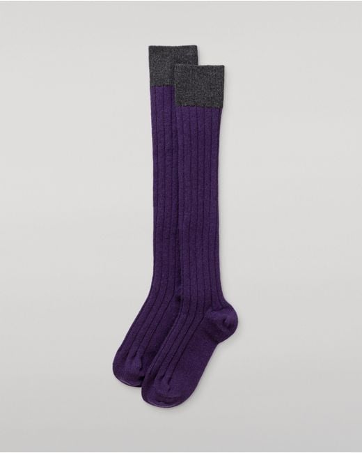 Johnstons Purple Ainsley Long Cashmere Socks