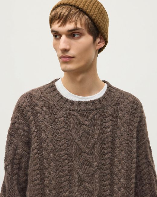 Johnstons Brown Macdonald Aran Cable Cashmere Jumper