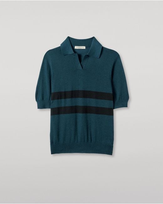 Johnstons Blue Coira & Superfine Cashmere Polo Shirt