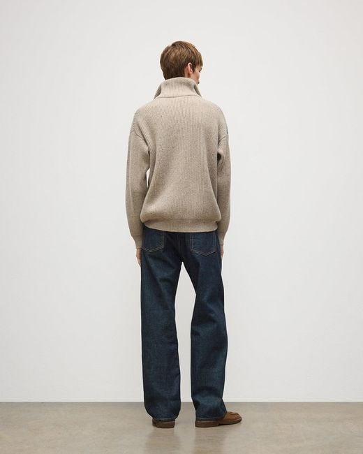 Johnstons Natural Kinnaird Half Zip Donegal Cashmere Jumper for men
