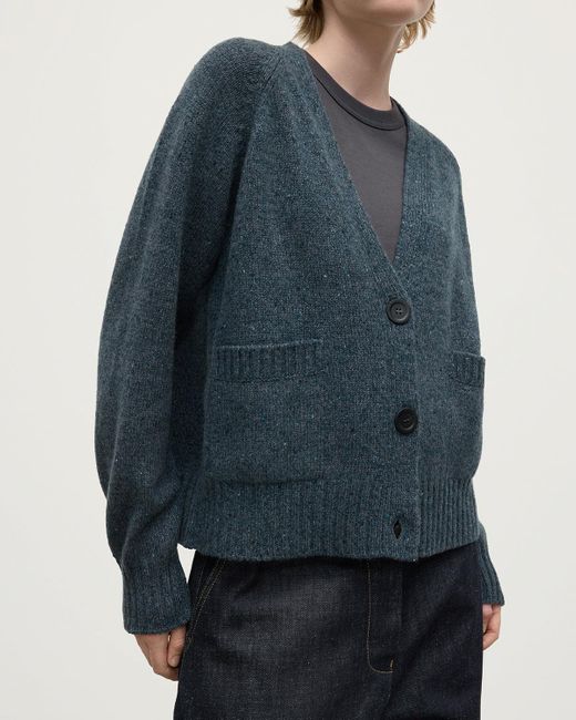 Johnstons Blue Donegal Cashmere V Neck Cardigan