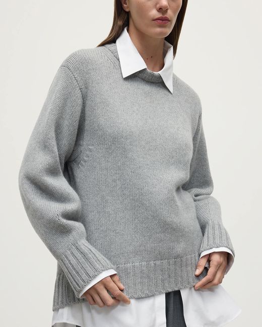 Johnstons Gray Relaxed Light Cashmere Jumper