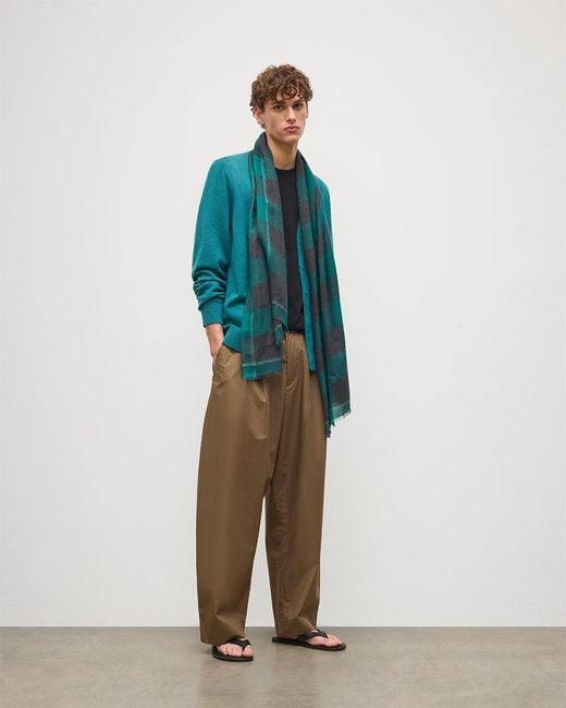 Johnstons Green Carnbee Large Gingham Cashmere Scarf