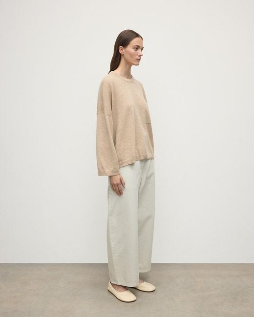 Johnstons White Gauzy Pocket Cashmere Jumper