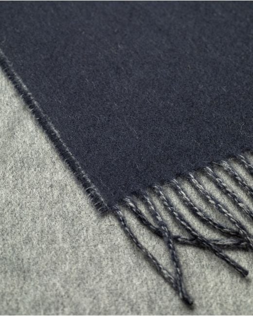 Johnstons Blue Contrast & Cashmere Scarf