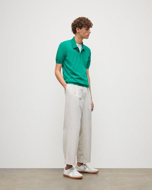 Johnstons Green Fin Bright Superfine Cashmere Polo Shirt for men