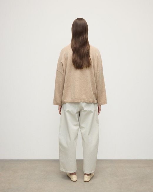 Johnstons White Gauzy Pocket Cashmere Jumper