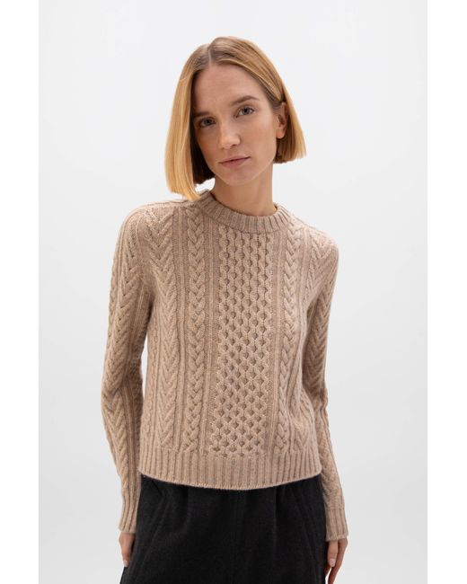 Johnstons Natural Aran Cable Cashmere Jumper