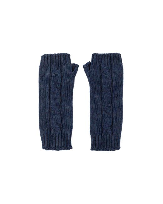 Johnstons Blue Cable Cashmere Wrist Warmers