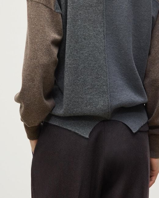 Johnstons White Jessie Back Split Colour Block Cashmere Jumper