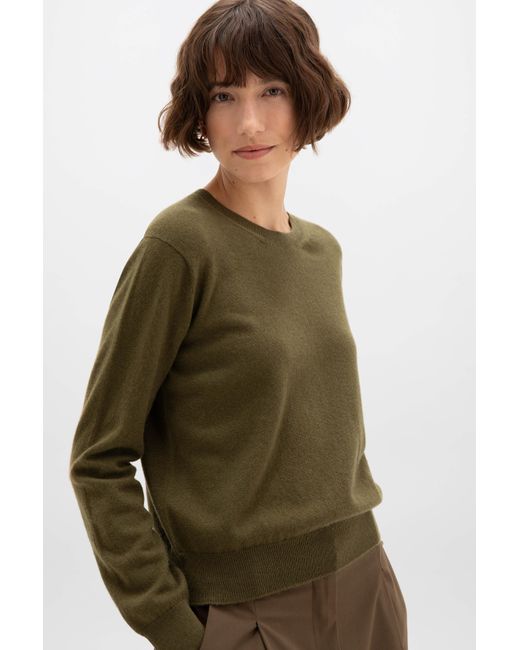 Johnstons Green Cropped Cashmere Round Neck