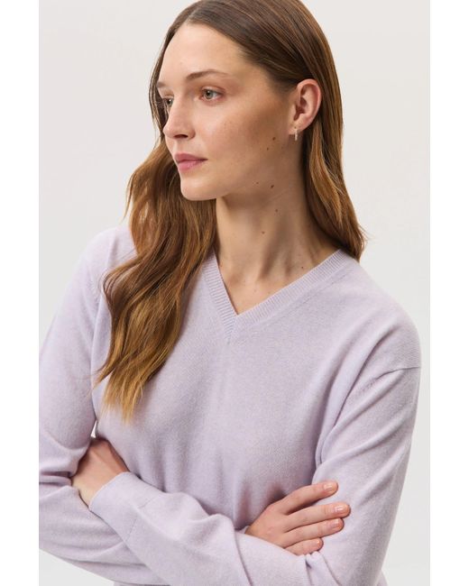 Johnstons Purple Cashmere V Neck Light Jumper