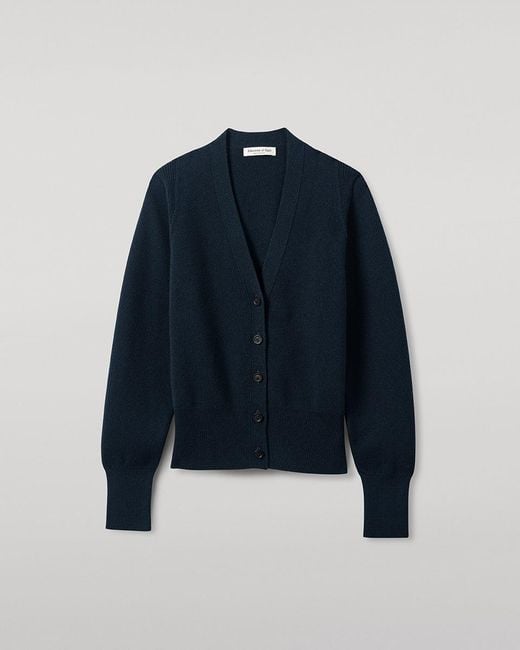 Johnstons Blue Milano Stitch Bottle Cashmere Cardigan