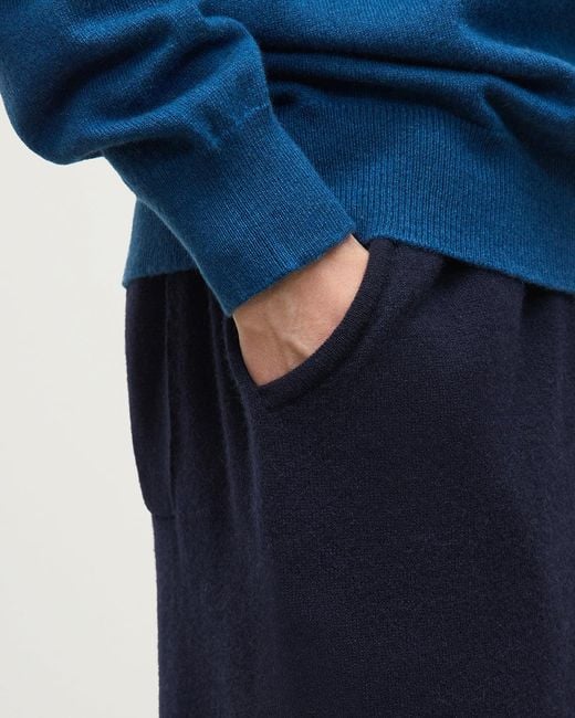 Johnstons Blue Lewis Dark Tapered Cashmere Joggers for men