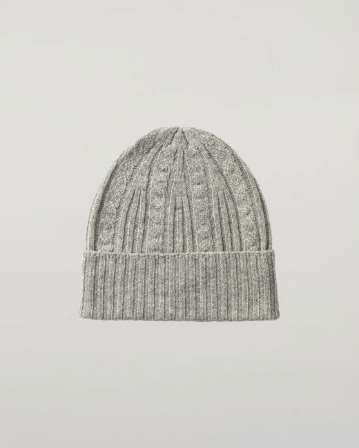 Johnstons Gray Cable & Rib Light Cashmere Beanie