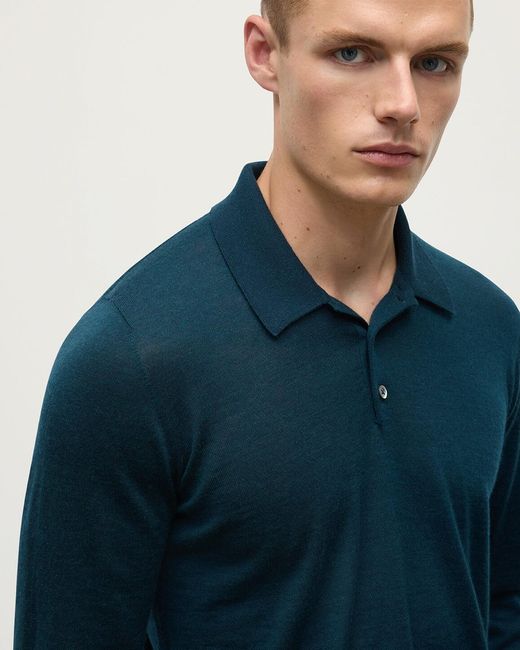 Johnstons Blue Bottle Superfine Cashmere Polo Shirt for men