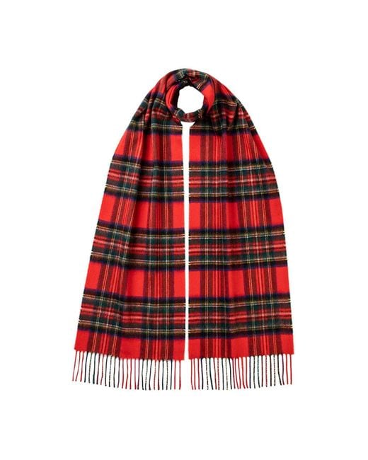 Johnstons Red Royal Stewart Tartan Cashmere Scarf
