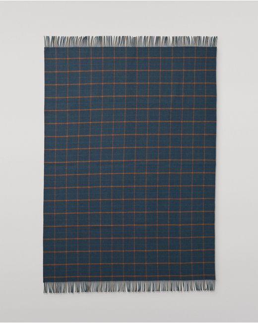 Johnstons Blue Double Face Check Lambswool Throw