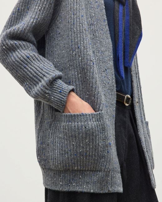 Johnstons Gray Norah Ribbed Donegal Cashmere Cardigan