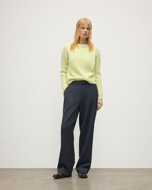 Johnstons Yellow Lecht Cashmere Crew Jumper