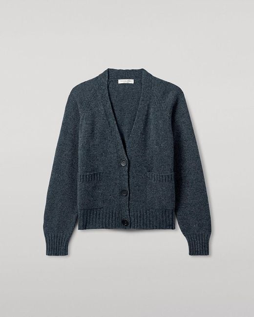 Johnstons Blue Donegal Cashmere V Neck Cardigan