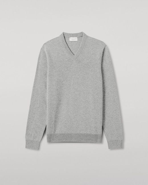 Johnstons Gray Rory Light Classic Cashmere V-Neck Jumper for men