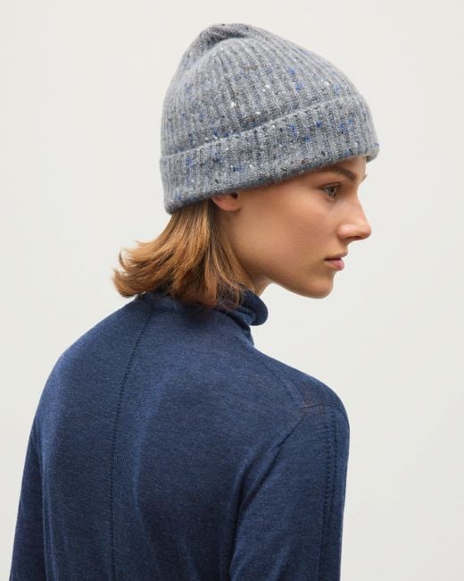 Johnstons Blue Beatrice Funnel Superfine Cashmere Jumper