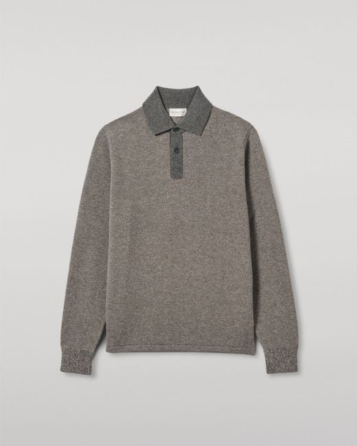 Johnstons Gray Tweel & Cashmere Rugby Shirt for men