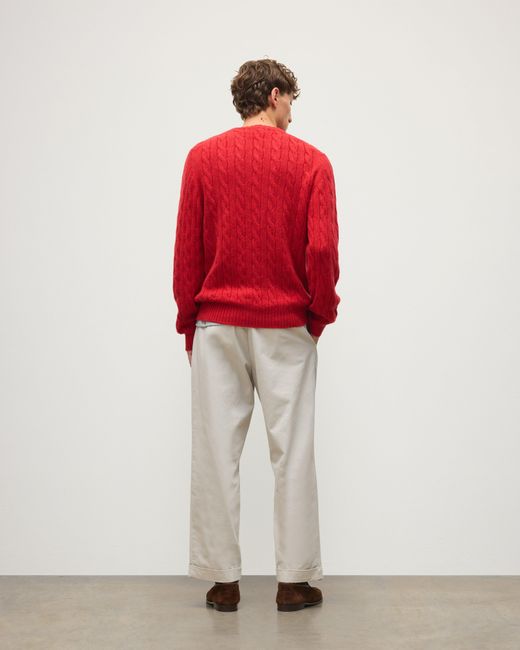 Johnstons Red Calder Cable Cashmere Jumper