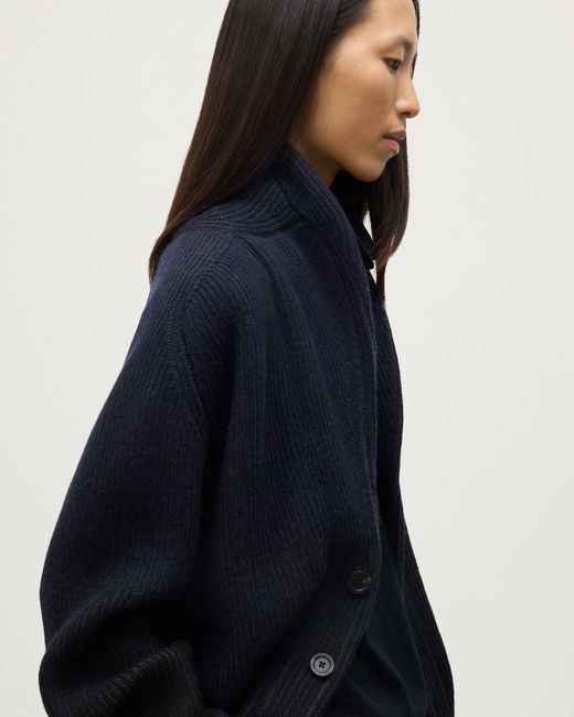 Johnstons Blue Pioneer To Shawl Collar Cashmere Cardigan