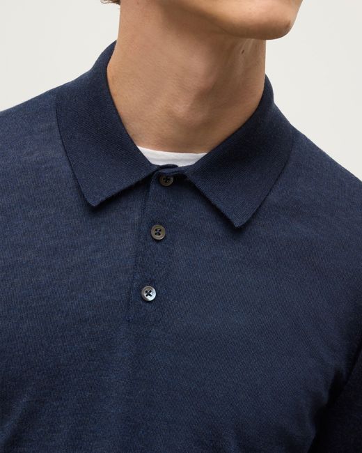 Johnstons Blue Fin Superfine Cashmere Polo Shirt for men