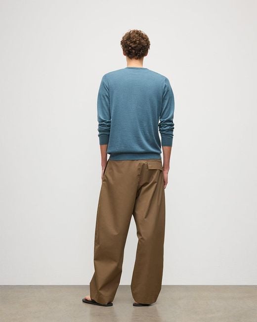 Johnstons Blue Fin V Neck Superfine Cashmere Jumper for men