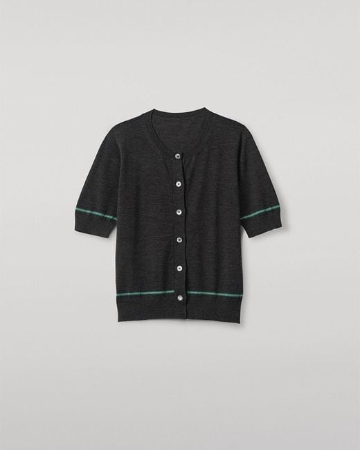 Johnstons Gray Brae Dark Merino Short Sleeve Cardigan