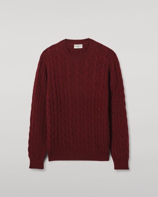 Johnstons Red Calder Dark Cashmere Cable Jumper