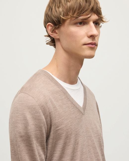 Johnstons Natural Fin Light V Neck Superfine Cashmere Jumper for men