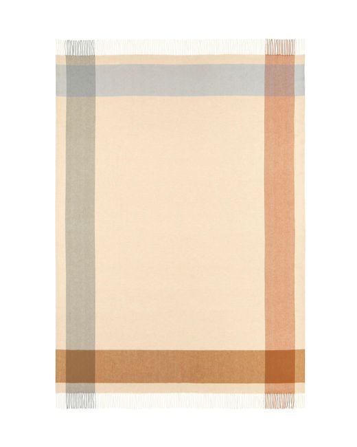 Johnstons Natural Block Border Wool Throw