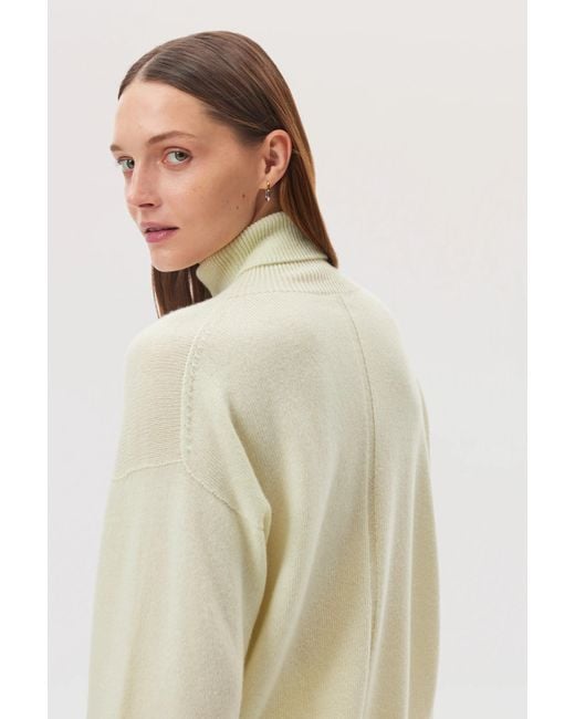 Johnstons Natural Gauzy Cashmere Roll Neck Light Jumper