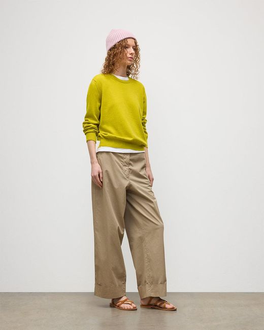Johnstons Yellow Lunan Classic Crew Jumper